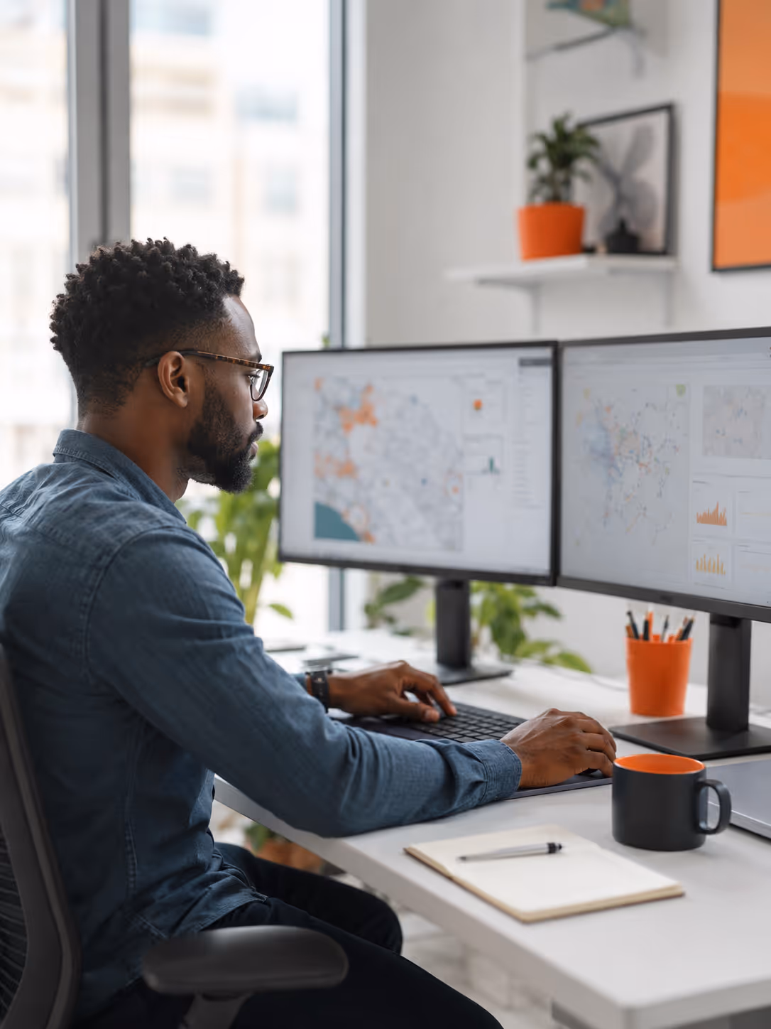 Open-source intelligence dashboards on screen
